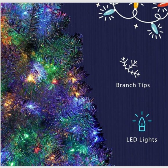 Silver Bent Top 6 Ft Artificial Christmas Tree With Gold Star - Picture 5 of 6